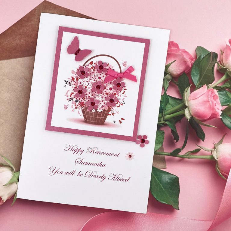 Luxury Handmade Retirement Card “Floral Basket”
