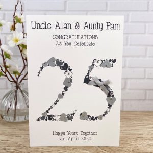 Handmade Silver Wedding Anniversary Card 25 Years A5 Card