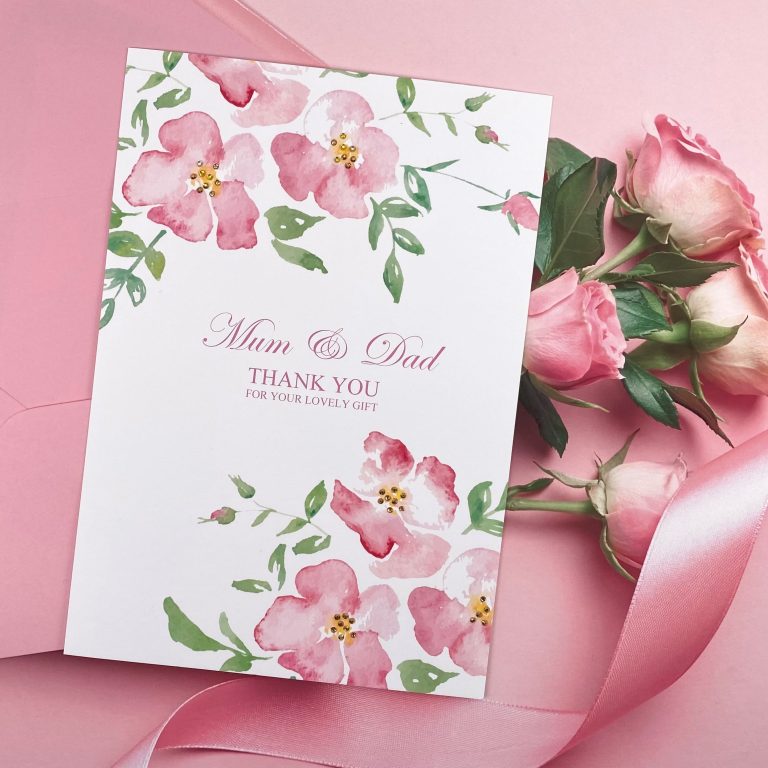 Handmade Thank You Card ‘Wild Roses’