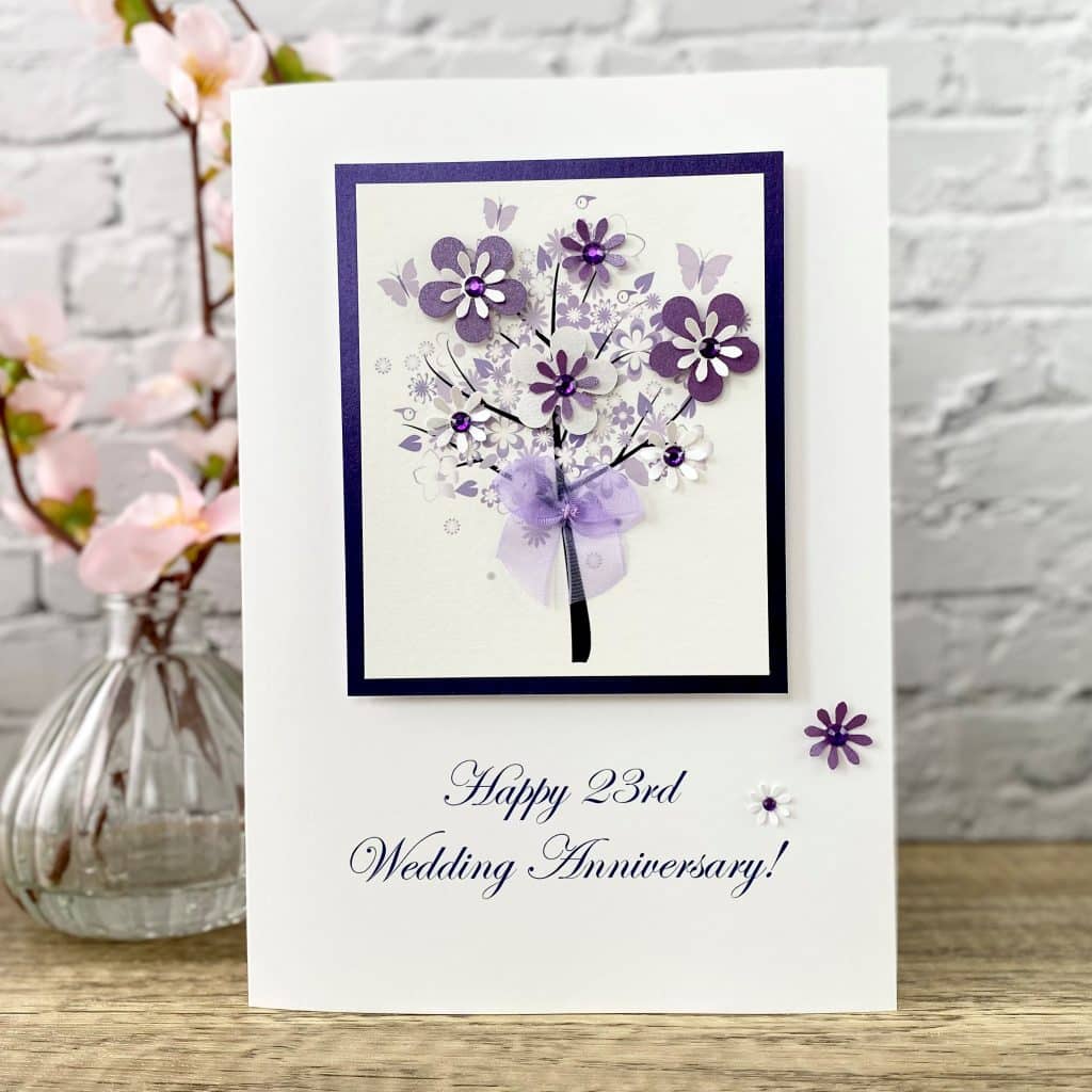 Luxury Handmade Wedding Anniversary Card 'Floral Tree' - Handmade Cards ...