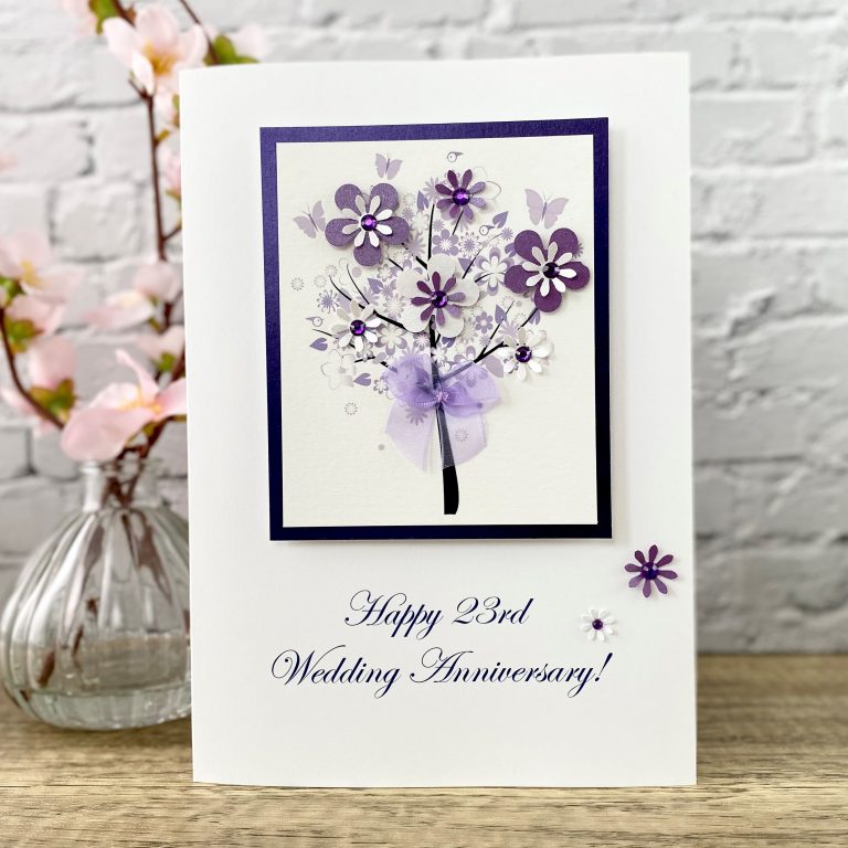 Luxury Handmade Wedding Anniversary Card ‘Floral Tree’
