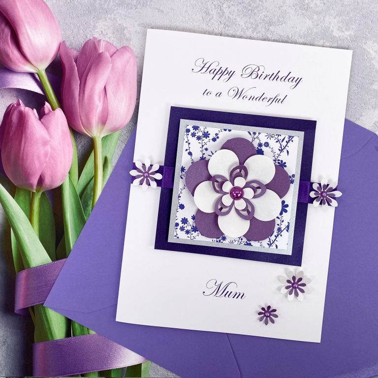 Luxury Handmade Birthday Card ‘Exquisite Flower’