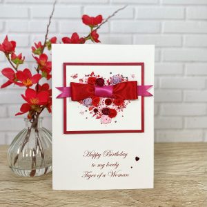 Luxury Handmade Birthday Card Satin Rosebuds A5 large card