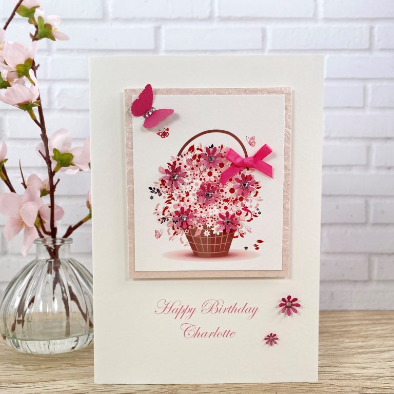 Luxury Handmade Birthday Card ‘Floral Basket’