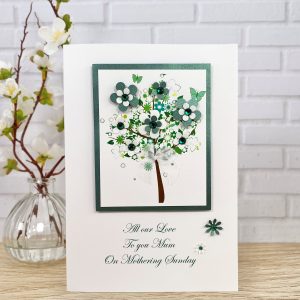 Luxury Handmade Mother's Day Card Green Floral Tree Large Card