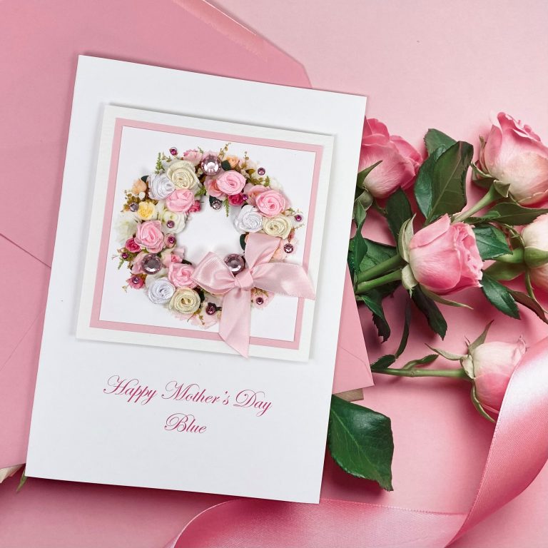 Luxury Handmade Mother’s Day Card ‘Rose Wreath’