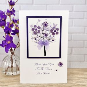 Luxury Handmade Mother's Day Card Purple Floral Tree Large Card
