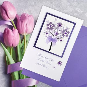 Luxury Handmade Mother's Day Card Purple Floral Tree Large Card