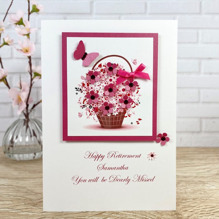 Luxury Handmade Retirement Card “Floral Basket”