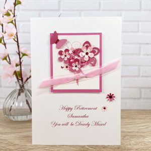Luxury Handmade Retirement Card Pink Bouquet A5 Large Card