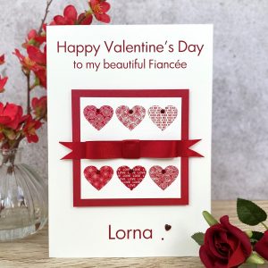 Luxury Handmade Valentine's Card Red Hearts A5 Large Card