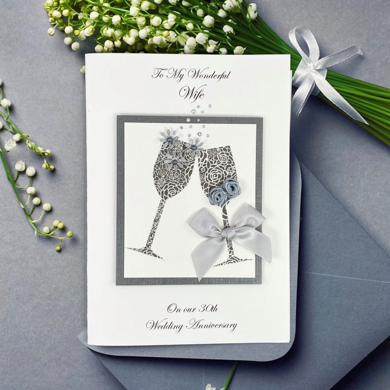 Luxury Handmade Wedding Anniversary Card ‘Champagne Toast’