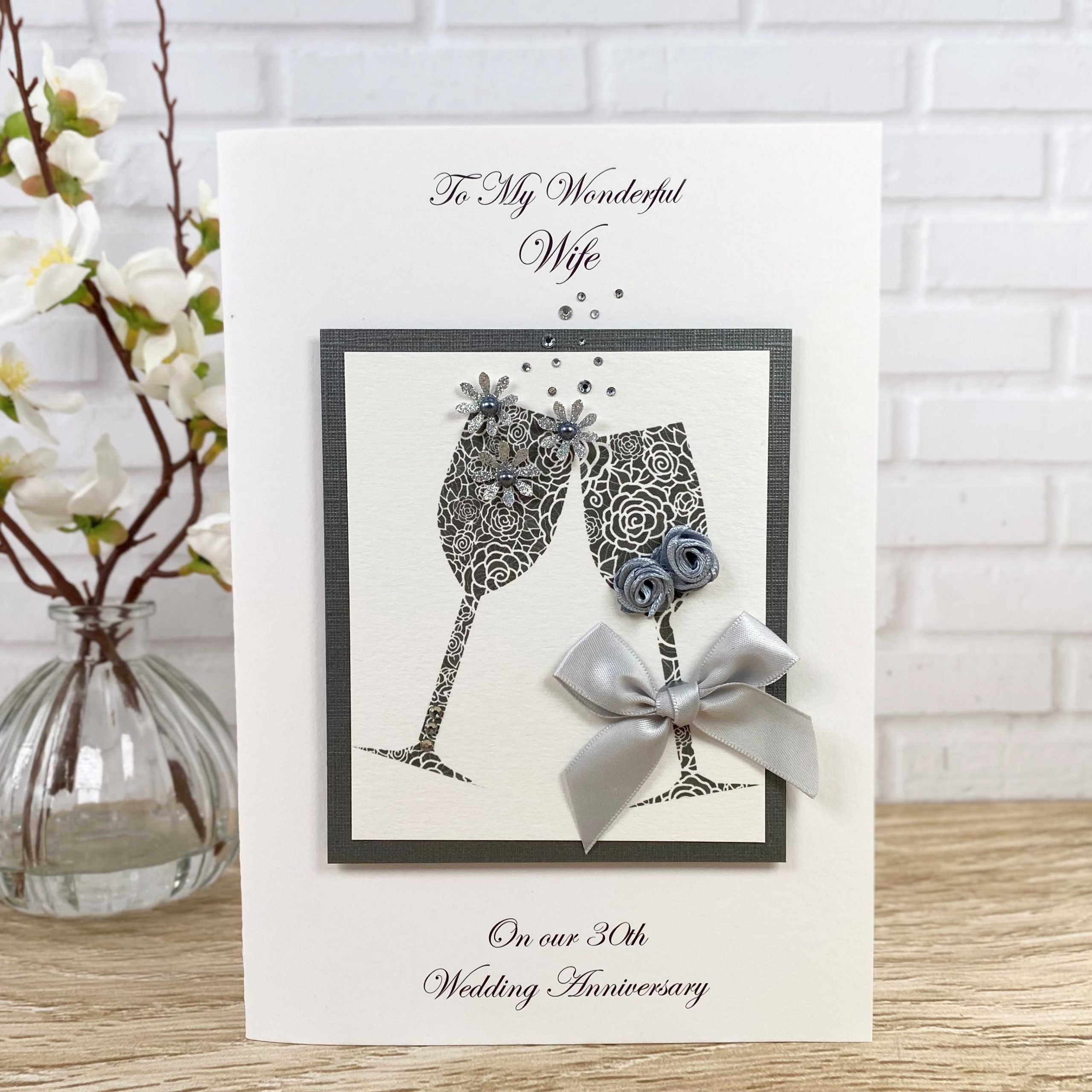 Luxury Handmade Wedding Anniversary Card Champagne Toast A5 Cards