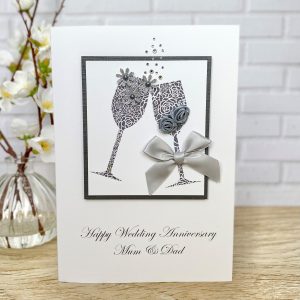 Luxury Handmade Wedding Anniversary Card Champagne Toast A5 large card