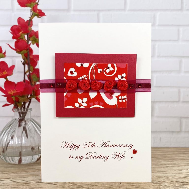 Luxury Handmade Wedding Anniversary Card ‘Roses’