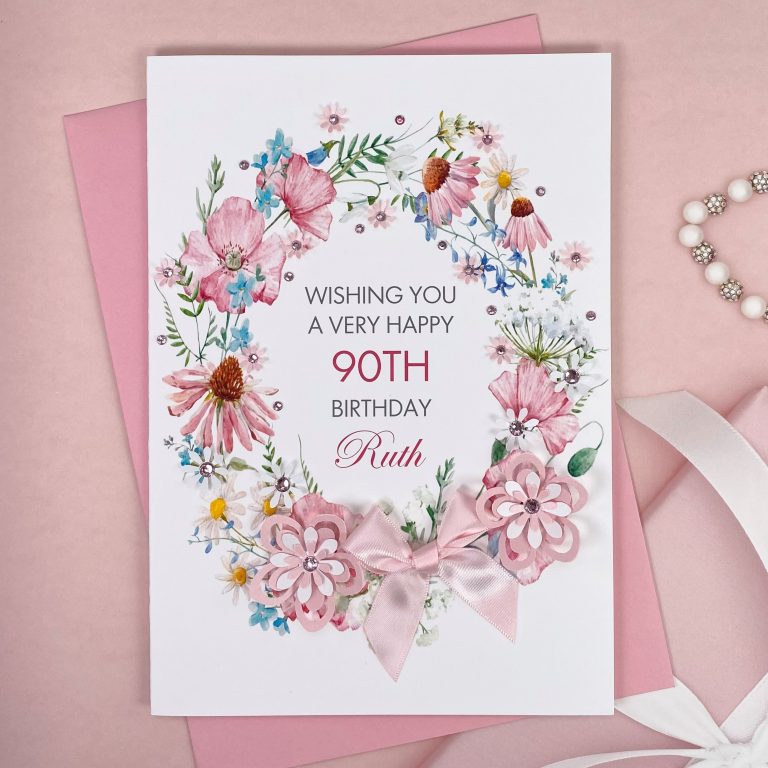 Handmade Birthday Card ‘Floral Wreath’