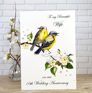 Handmade Anniversary Card Yellow Birds A5 Card