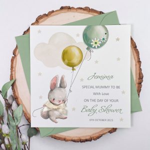 Handmade Baby Shower Cards Rabbit Square Card