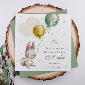 Handmade Birthday Big Brother Rabbit with Balloons