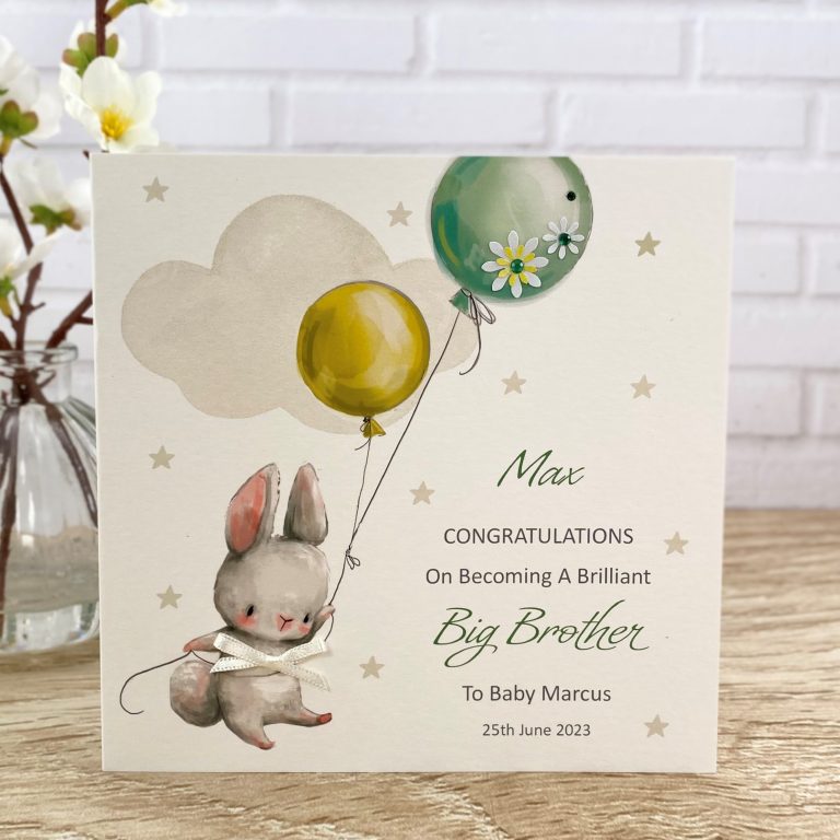 Handmade Congratulations on becoming a Big Brother Card ‘Cute Bunny’