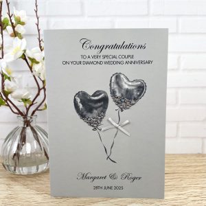Handmade Diamond Wedding Anniversary Cards Heart Balloons A5 Card
