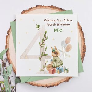Kids Handmade Birthday Card Squirrel with Balloons