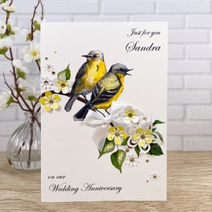 Wedding Anniversary Card Yellow Birds A5 large cards
