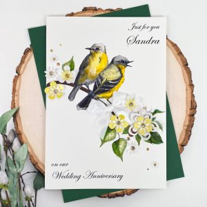 Wedding Anniversary Cards Yellow Birds A5 large cards
