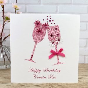 Birthday Card Cerise Champagne Toast Square Card