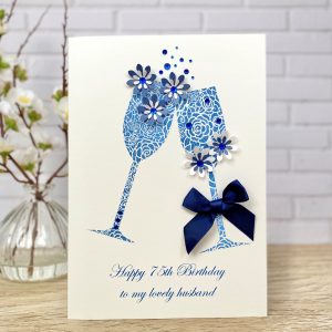 Handmade Birthday Card Blue Champagne Toast A5 Card