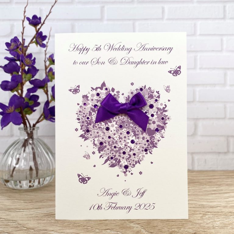 Handmade Wedding Anniversary Card ‘Floral Heart’