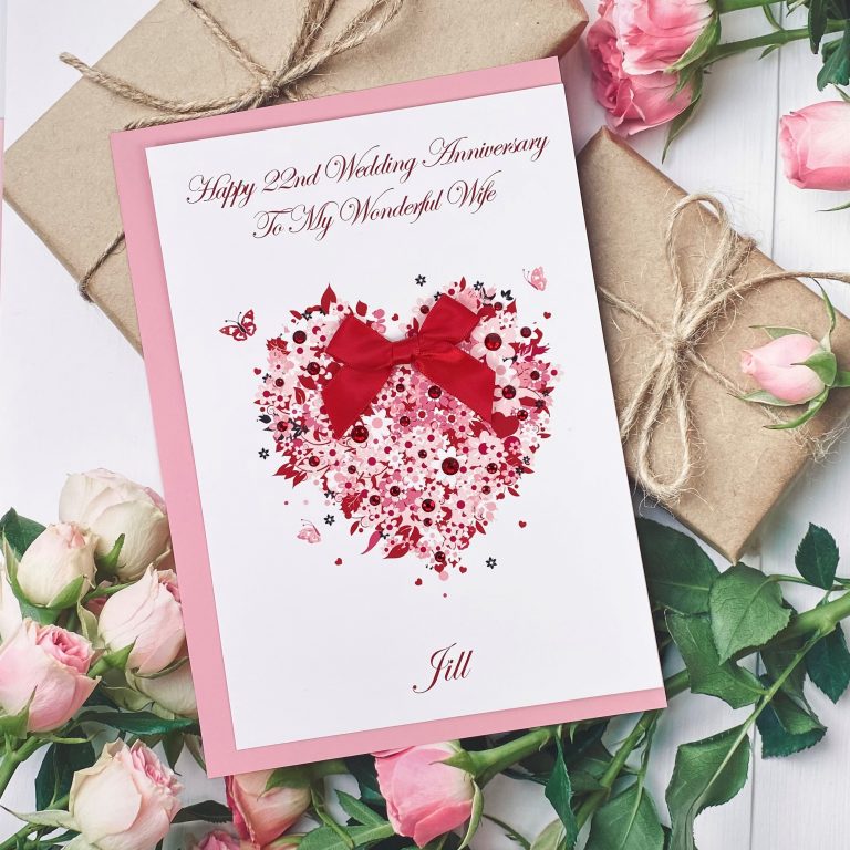 Handmade Wedding Anniversary Card ‘Floral Heart’