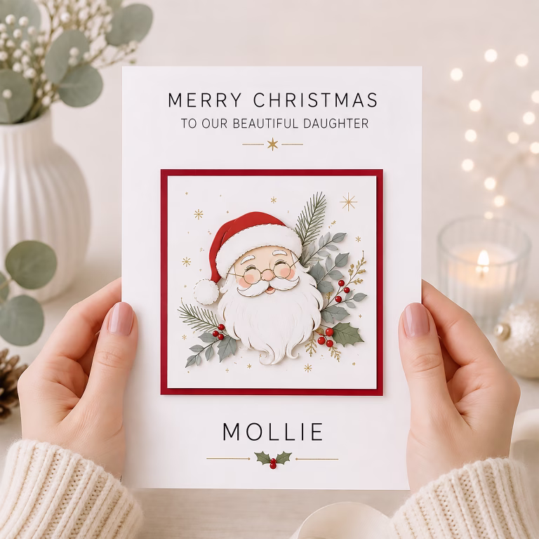 Personalised Santa Christmas Card | Any Names & Relation