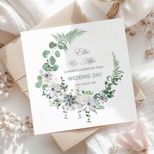 Personalised Sage Wreath Wedding Card