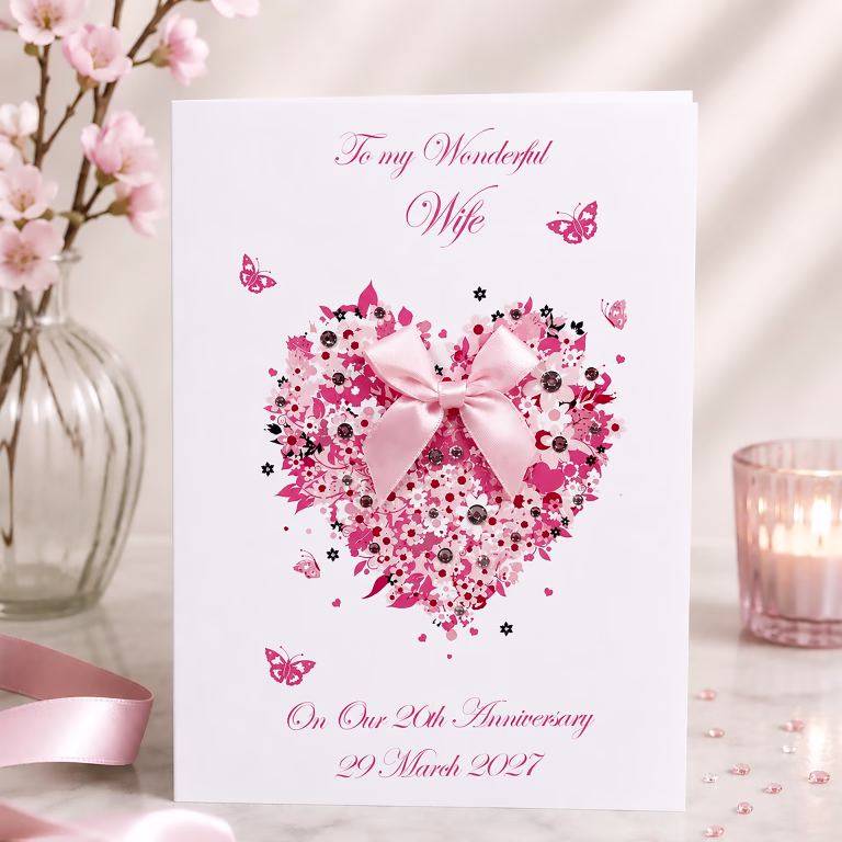 Handmade Wedding Anniversary Card ‘Floral Heart’