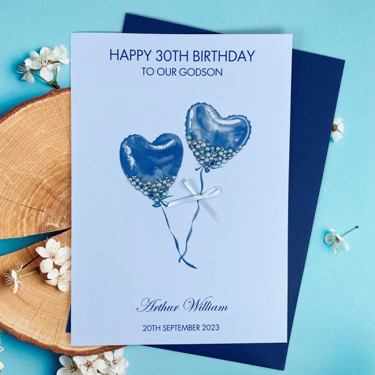 Handmade Birthday Card ‘Jewelled Balloons’