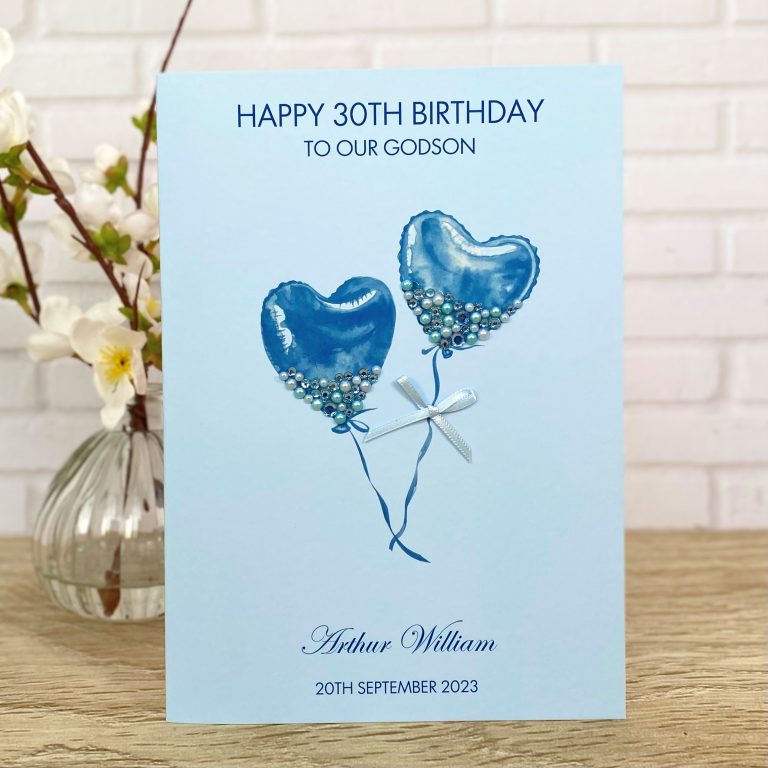 Handmade Birthday Card ‘Jewelled Balloons’