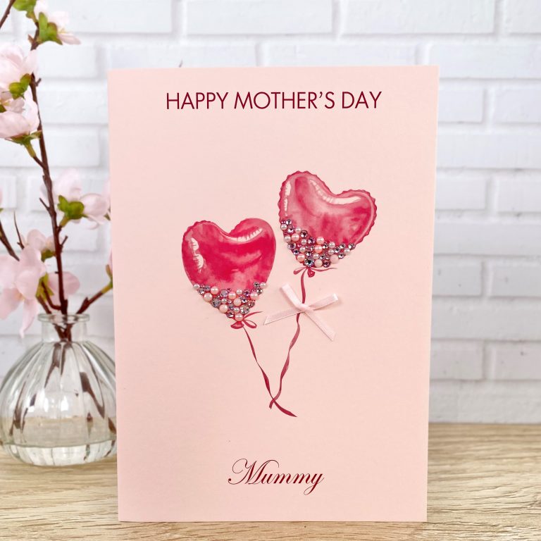 Handmade Mother’s Day Card ‘Jewelled Balloons’