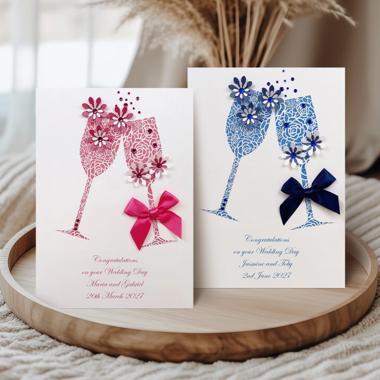Personalised Handmade Wedding Card “Champagne Toast”