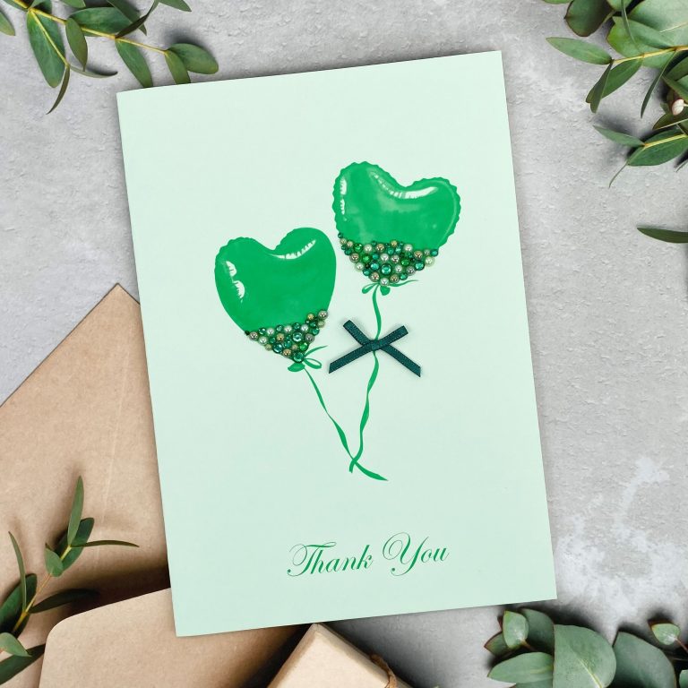 Handmade Thank You Card ‘Jewelled Balloons’