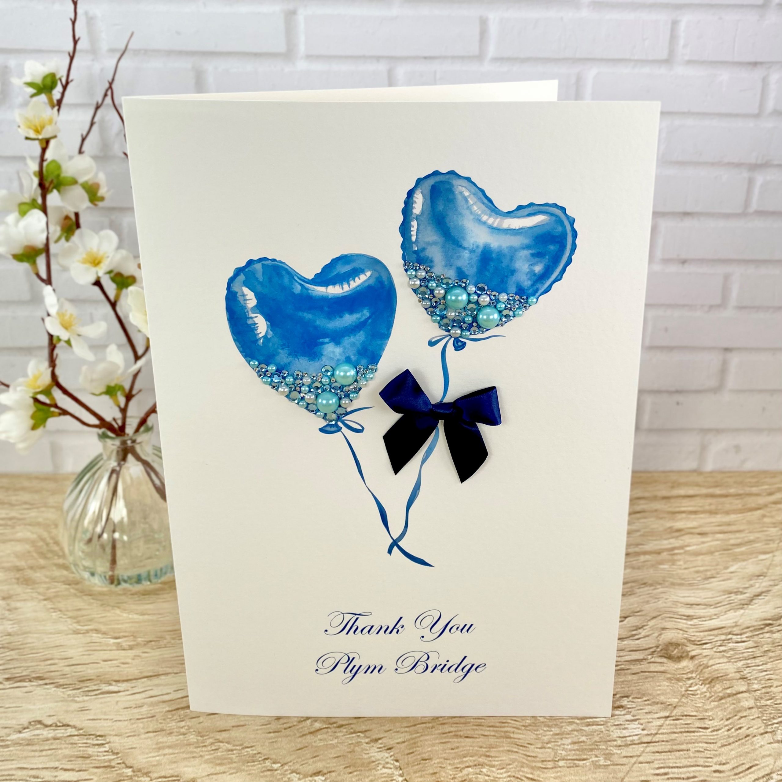 Handmade Thank You Card Jewelled Balloons A4 Extra Large Card