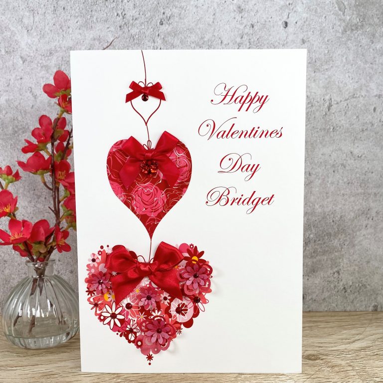 Handmade Valentines Card  “Floral Hearts”