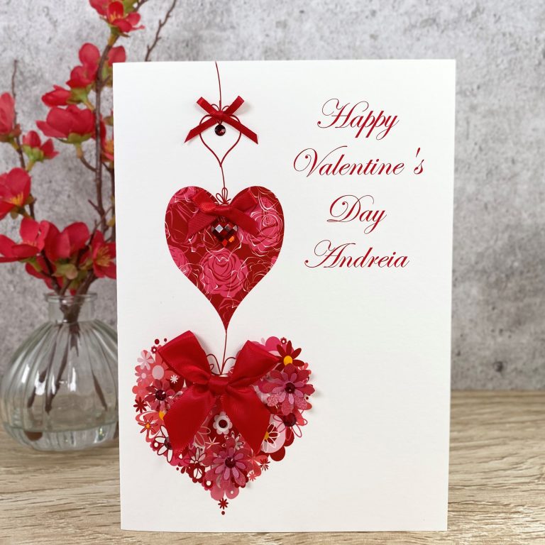 Handmade Valentines Card  “Floral Hearts”