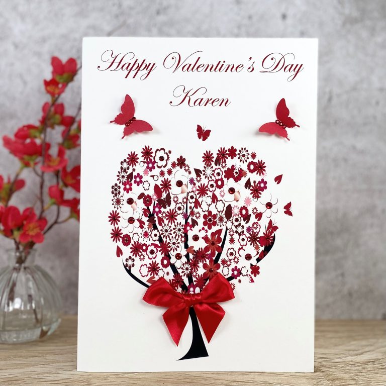 Handmade Valentines Card “Floral Butterfly Tree”