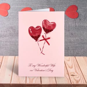 Handmade Valentine's Card Red Heart Balloons Large Card