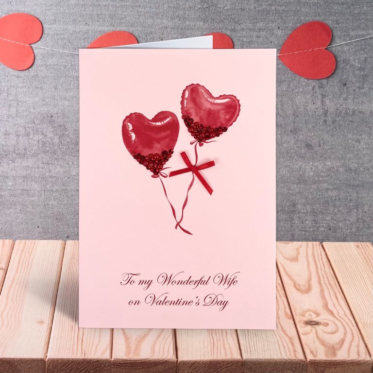 Handmade Valentines Card “Heart Balloons”