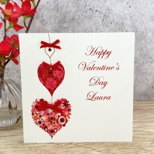 Handmade Valentine's Card Floral Hearts