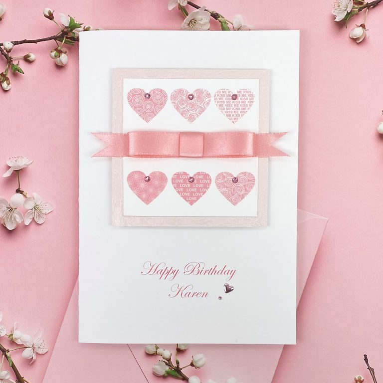 Luxury Handmade Birthday Card ‘Hearts’