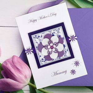 Luxury Handmade Mother's Day Card Purple Exquisite Flower A5 Large Card