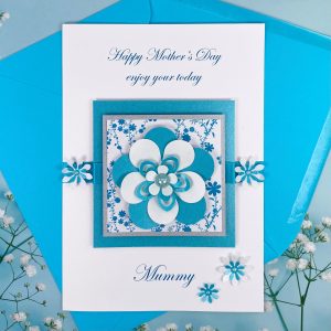 Luxury Handmade Mother's Day Card Turquoise Exquisite Flower A5 Large Card